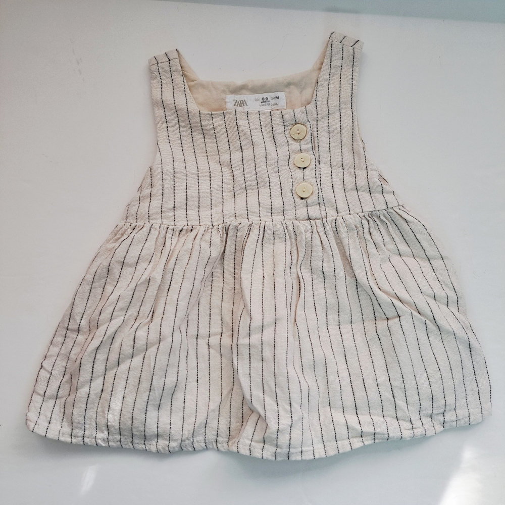 Zara Striped Sleeveless Dress with Buttons
